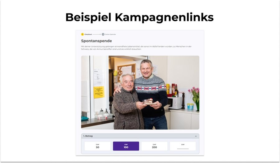 Beispiel Kampagnenlinks bei der Schweizer Tafel