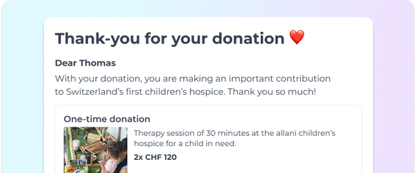 Thank you email online donations Soulclick