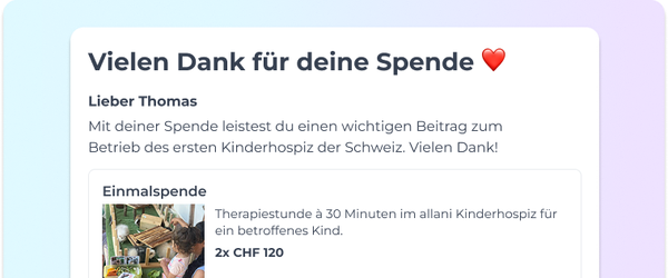 Dankes-E-Mail Online-Spende Soulclick