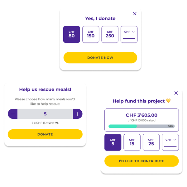 Donation cards Soulclick with Crowdfunding, one-time donations and much more on one platform